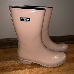 Tall light pink rain boots